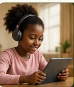 Homeschool learner using a tablet